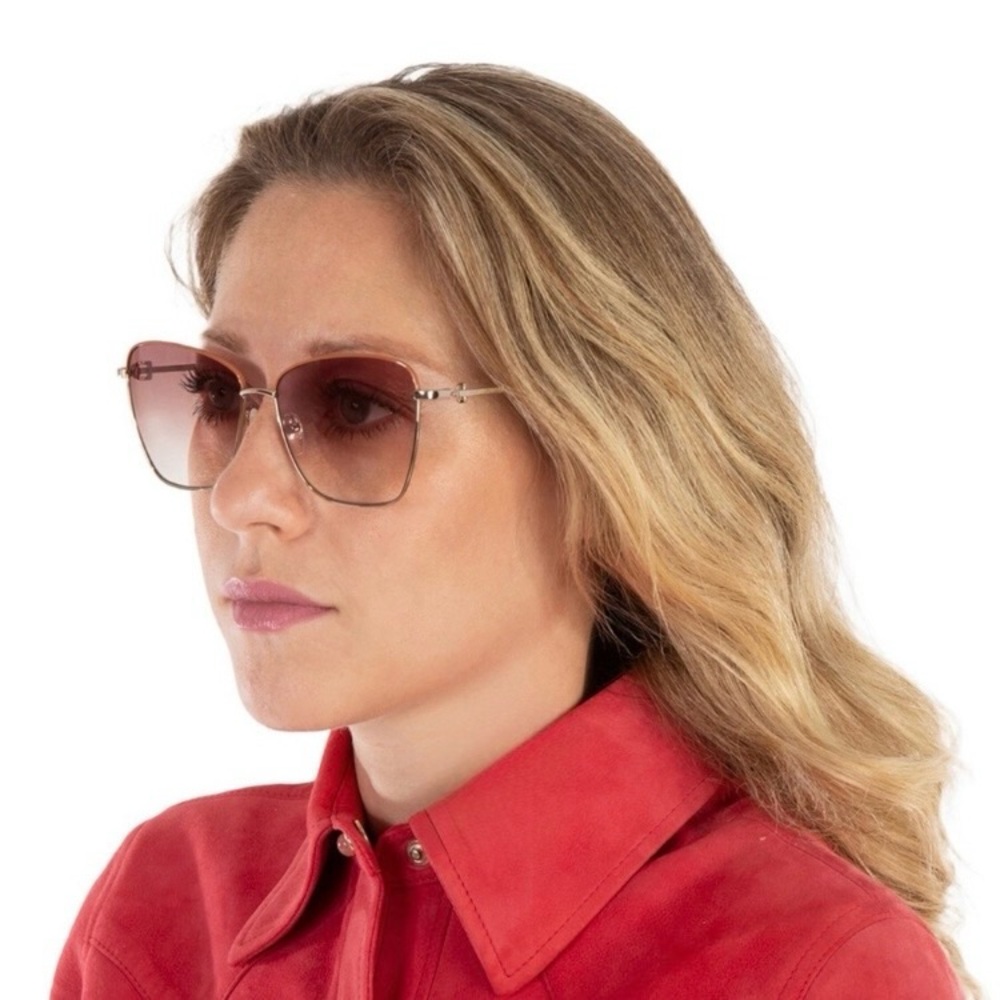Longchamp LO153S-737 Gold/Caramel Rectangular Sunglasses 59-15-140 NWT